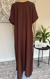 Breastfeeding / Nursing Dark Brown Nida Inner Slip Dress Abaya