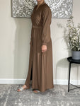 Premium Taupe Nida Open Abaya