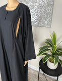 Black Breastfeeding / Nursing Wide Sleeve Nida Closed Abaya