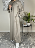 Premium Beige Men’s Black Embroidered Omani Thobe