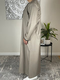 Premium Beige Men’s Black Embroidered Omani Thobe