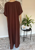 Breastfeeding / Nursing Dark Brown Nida Inner Slip Dress Abaya