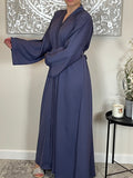 Denim Blue Wide Sleeve Nida Open Abaya