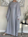 Pearl Grey Nida Butterfly Abaya