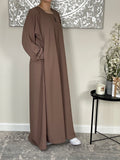 Mocha Ribbed Closed Abaya