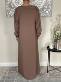 Mocha Ribbed Closed Abaya