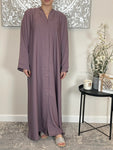 Mauve Wide Sleeve Nida Open Abaya