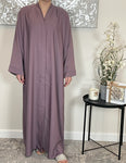 Mauve Wide Sleeve Nida Open Abaya