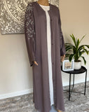 Premium Hand Embellished Lilac Open Abaya