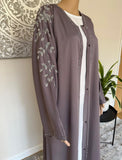 Premium Hand Embellished Lilac Open Abaya