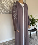 Premium Hand Embellished Lilac Open Abaya