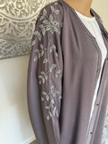 Premium Hand Embellished Lilac Open Abaya