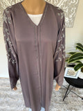 Premium Hand Embellished Lilac Open Abaya