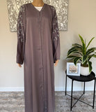 Premium Hand Embellished Lilac Open Abaya