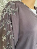 Premium Hand Embellished Lilac Open Abaya