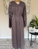 Premium Hand Embellished Lilac Open Abaya
