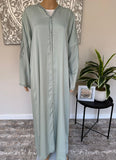 Premium Hand Embellished Sage Open Abaya