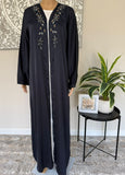 Premium Hand Embellished Navy Blue Open Abaya