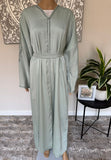 Premium Hand Embellished Sage Open Abaya
