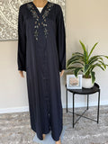 Premium Hand Embellished Navy Blue Open Abaya