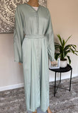 Premium Hand Embellished Sage Open Abaya