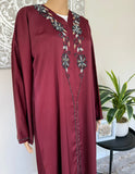 Premium Hand Embellished Burgundy Open Abaya