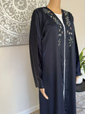 Premium Hand Embellished Navy Blue Open Abaya