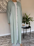 Premium Hand Embellished Sage Open Abaya