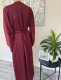 Premium Hand Embellished Burgundy Open Abaya