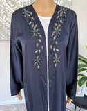 Premium Hand Embellished Navy Blue Open Abaya