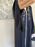 Premium Hand Embellished Navy Blue Open Abaya