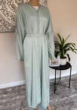 Premium Hand Embellished Sage Open Abaya