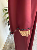 Premium Hand Embellished Burgundy Open Abaya