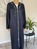 Premium Hand Embellished Navy Blue Open Abaya