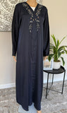 Premium Hand Embellished Navy Blue Open Abaya