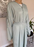 Premium Hand Embellished Sage Open Abaya
