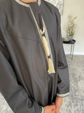 Boys Black Omani Embroidered Thobe Jubbah