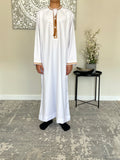 Boys White Omani Embroidered Thobe Jubbah