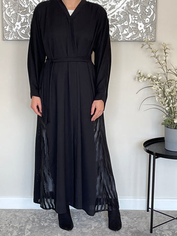 Emirati Stone Embellished Black Open Abaya